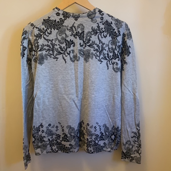 Charter Club grey sweater with black floral design. - Picture 5 of 6